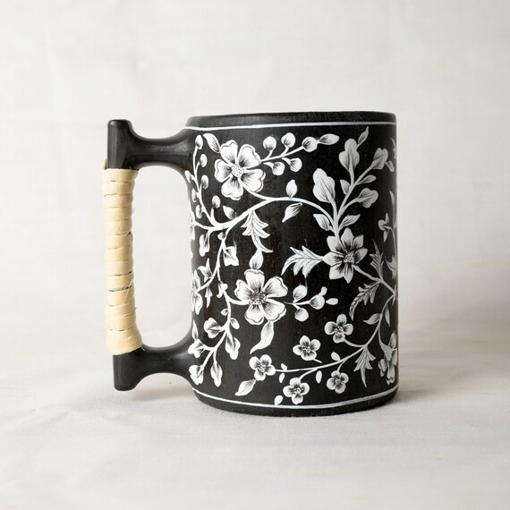 Art Love  Hand-painted Black Pottery Beer/coffee Mug  - Etsy | Etsy (US)