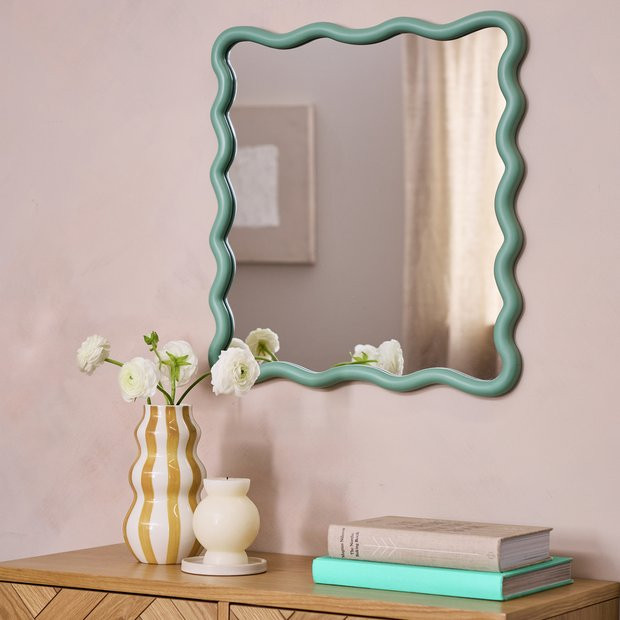 Buy Habitat Green Wavy Wall Mirror - 60x57cm | Wall mirrors | Habitat | Habitat UK