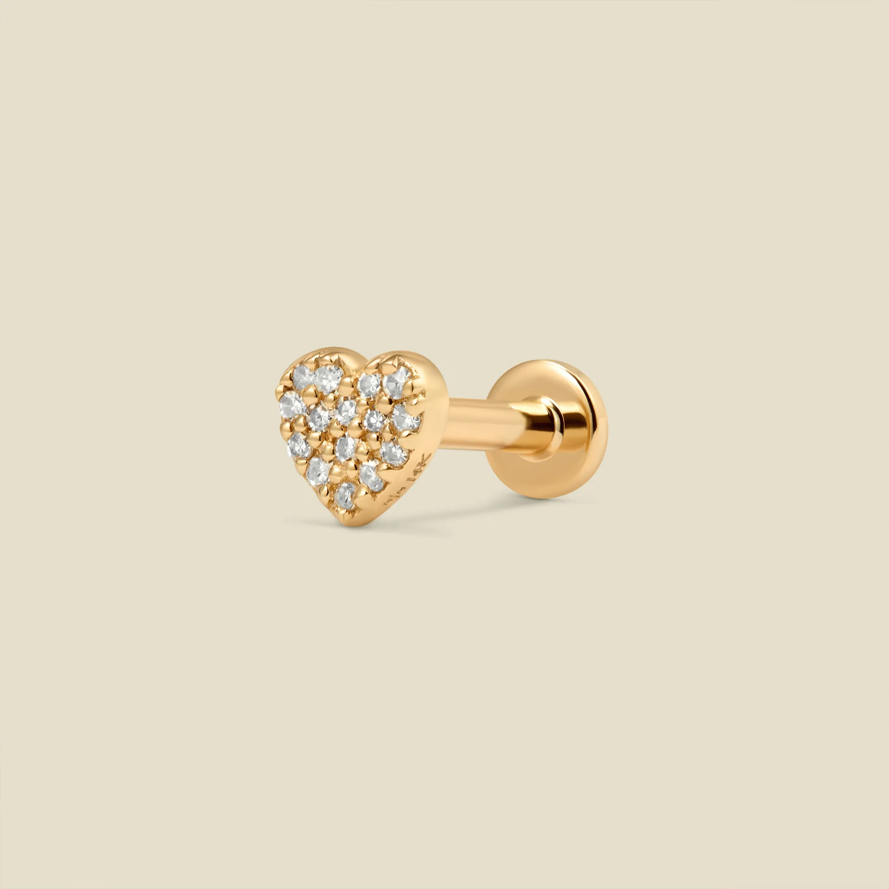 14k Diamond Heart Earrings - Flat Back Stud | Made By Mary | Made By Mary | Made By Mary