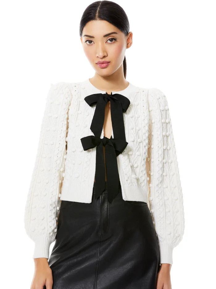 KITTY PUFF SLEEVE CARDIGAN | Alice + Olivia