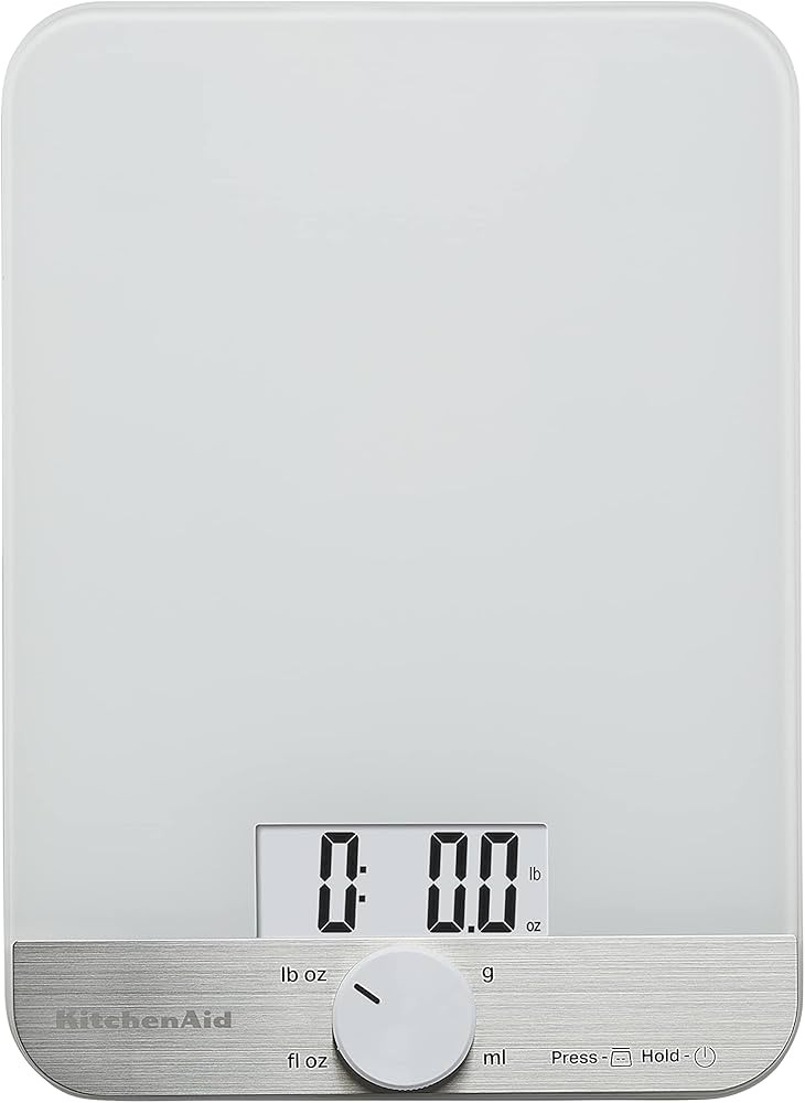 KitchenAid KQ908 Glass Surface 11 Pound Capacity Digital Kitchen and Food Scale, White | Amazon (US)