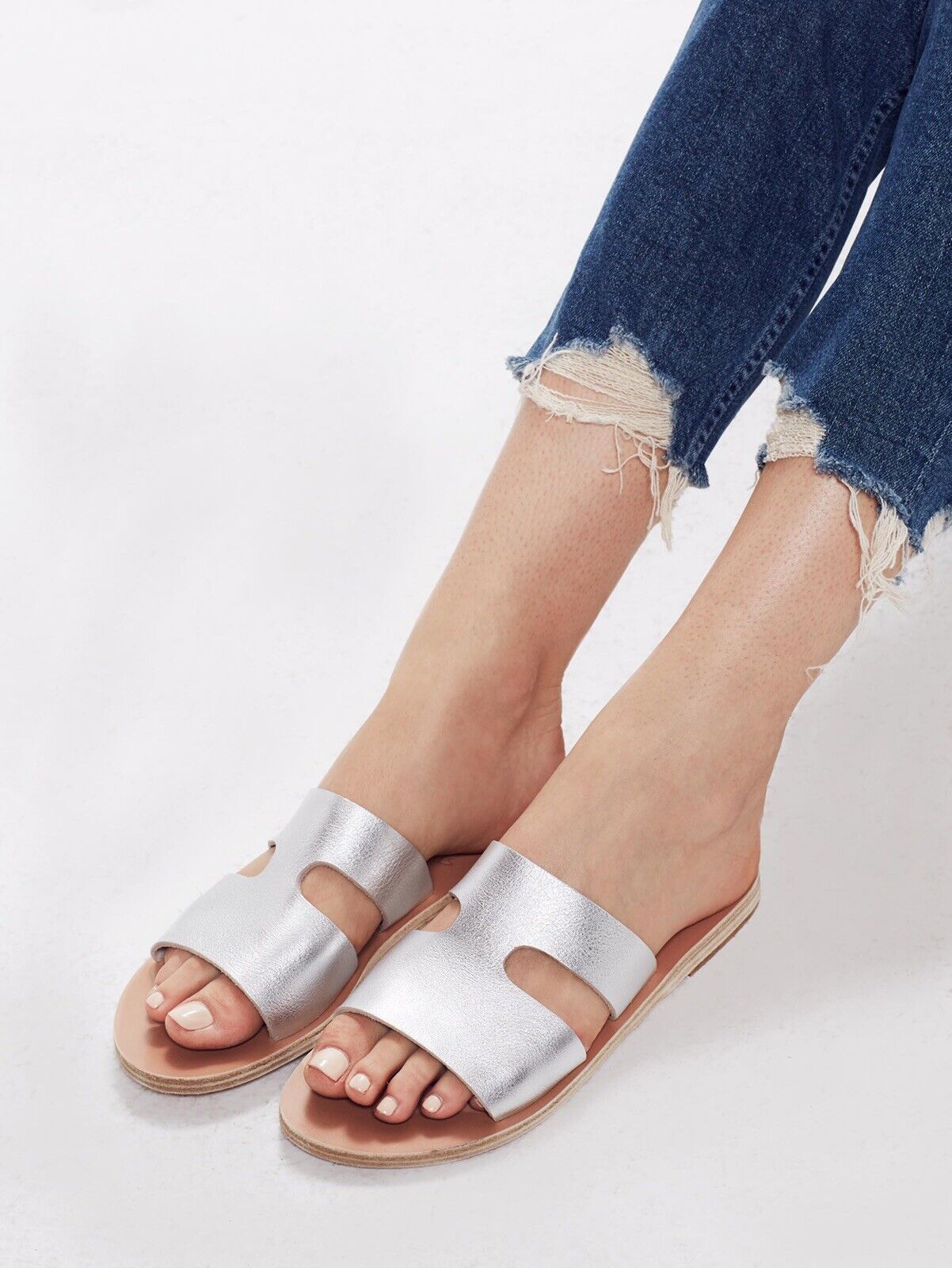 Ancient Greek Sandals Apteros Silver Slide Sandal Size 42 / US 12  | eBay | eBay US