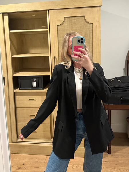 Wearing size small in the blazer 