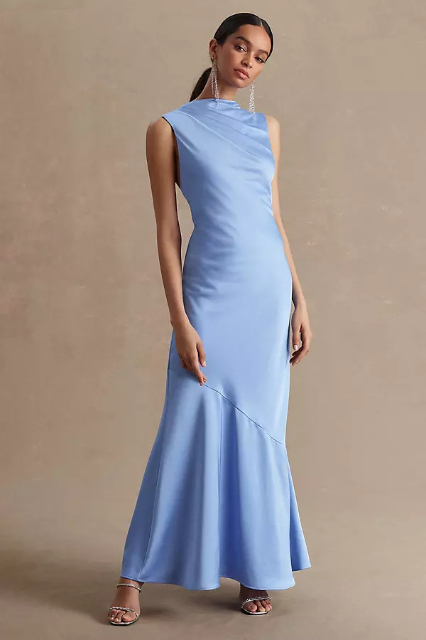 Lana Cowl-Neck Tie-Back Satin Maxi Dress | Anthropologie (US)