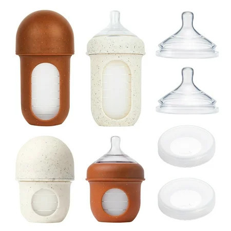 Boon NURSH® Silicone Speckle Bottle Bundle with Storage Lids - Includes Slow/Medium/Fast Flow Nipples, 4 and 8 Ounce Bottles, and Storage Lids | Walmart (US)
