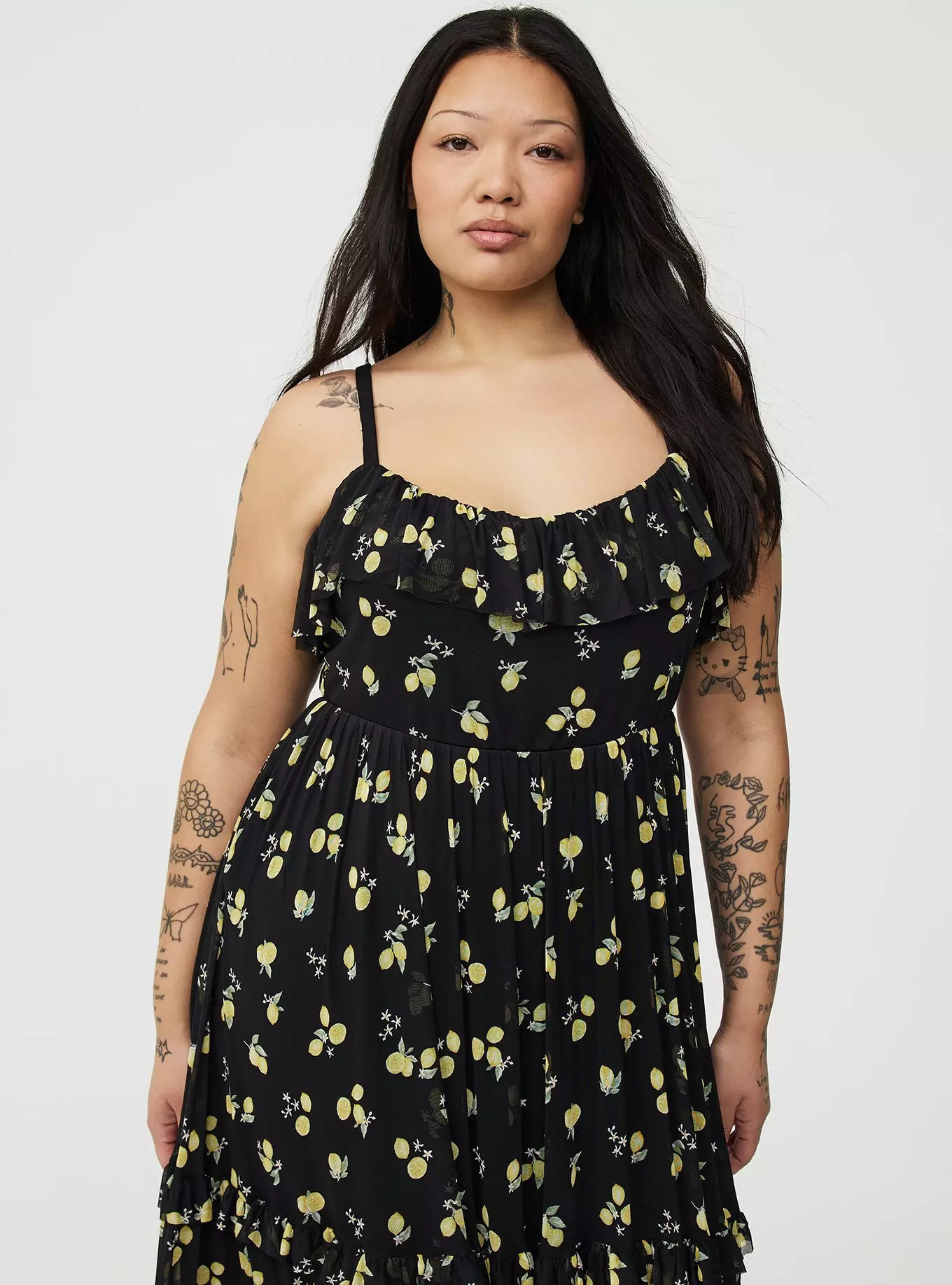 Mesh V-Neck Tiered Maxi Dress | Torrid (US & Canada)