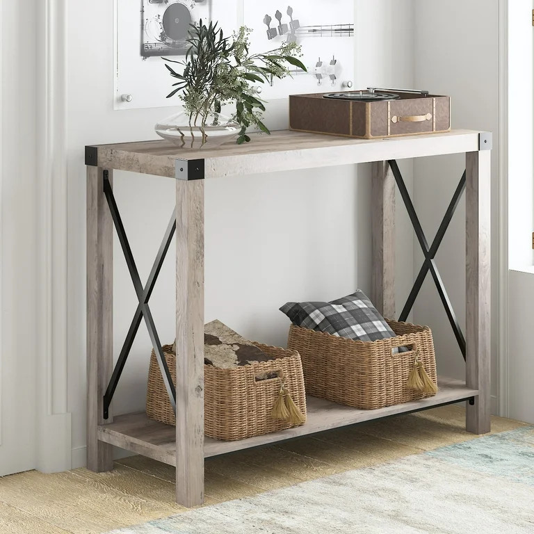 Amolife Entry Table/Console Table with Bottom Open Shelf, Metal X-Shaped Design, Couch Table for ... | Walmart (US)