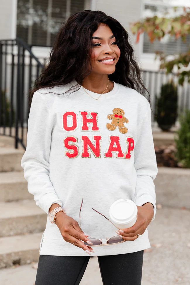 Oh Snap Chenille Patch Graphic Sweatshirt | Pink Lily