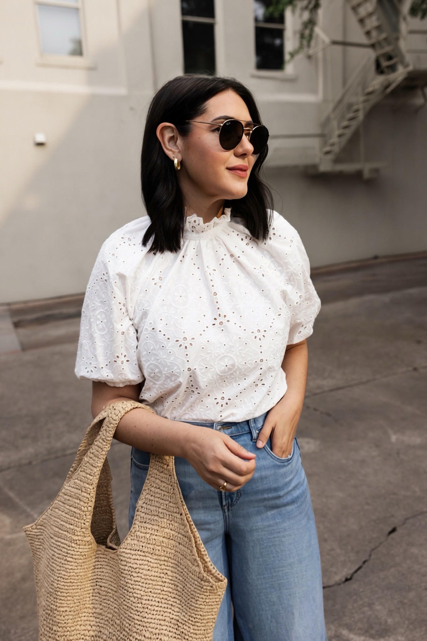 One of my favorite new tops! It's from @sezane -- love love this piece. I'm in the 10, it runs generously so you could size down if you need. 

I'm in the large of the jeans, they run big.  

 