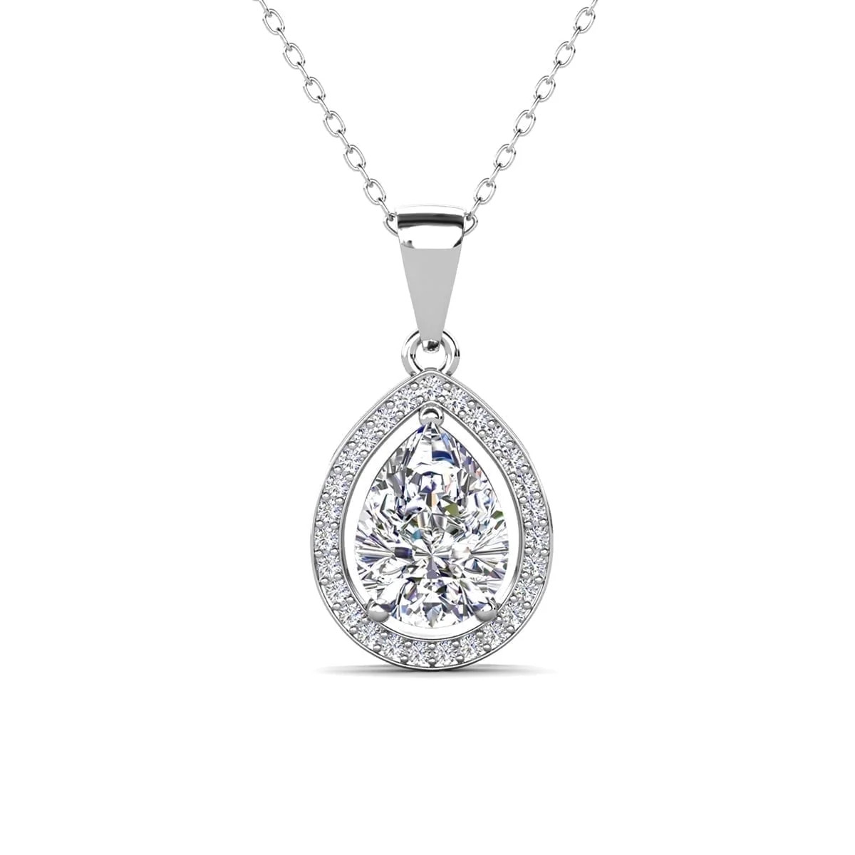 Cate & Chloe Isabel 18k White Gold Plated Pendant Necklace with Simulated Diamond Crystal for Wom... | Walmart (US)