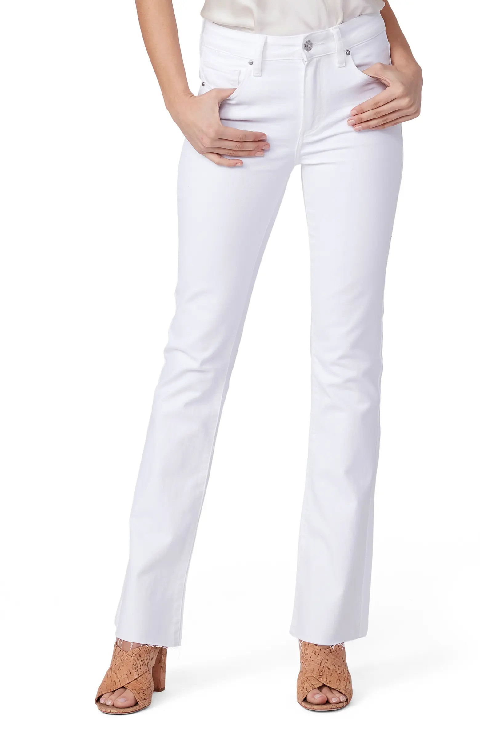 PAIGE Laurel Canyon High Waist Raw Hem Flare Leg Jeans | Nordstrom | Nordstrom