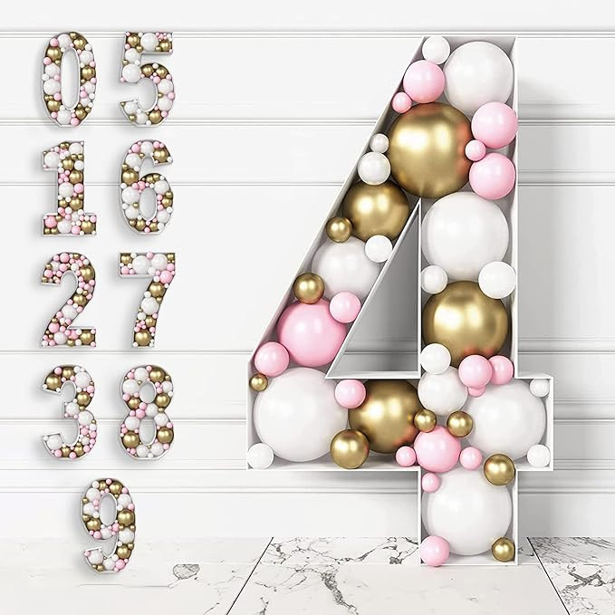 HOUSE OF PARTY Mosaic Numbers for Balloons 4ft - Marquee Numbers Pre-Cut Light Up 4 Feet Tall Bal... | Amazon (US)