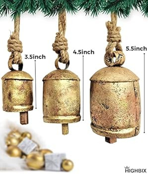 Amazon.com: HIGHBIX Set of 3 Harmony Cow Bells Vintage Handmade Rustic Lucky Christmas Hanging Be... | Amazon (US)