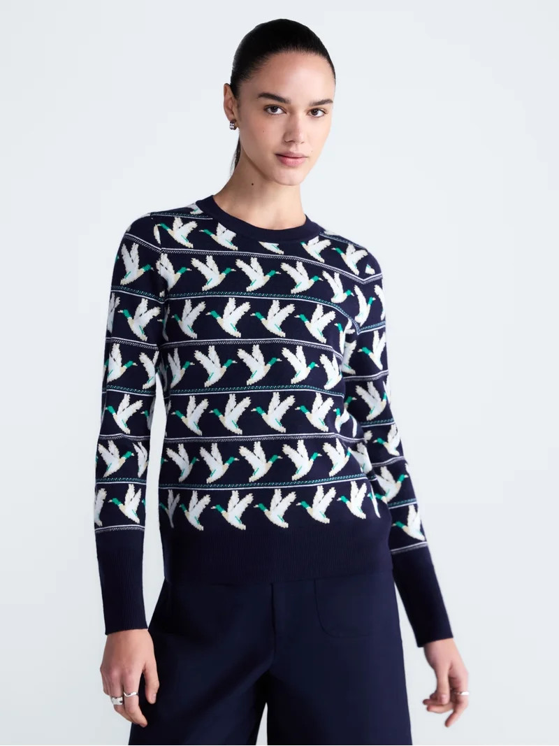 Free Assembly Women's and Women's Plus Cozy Yarn Crewneck Sweater, Midweight, Sizes XS-4X | Walmart (US)
