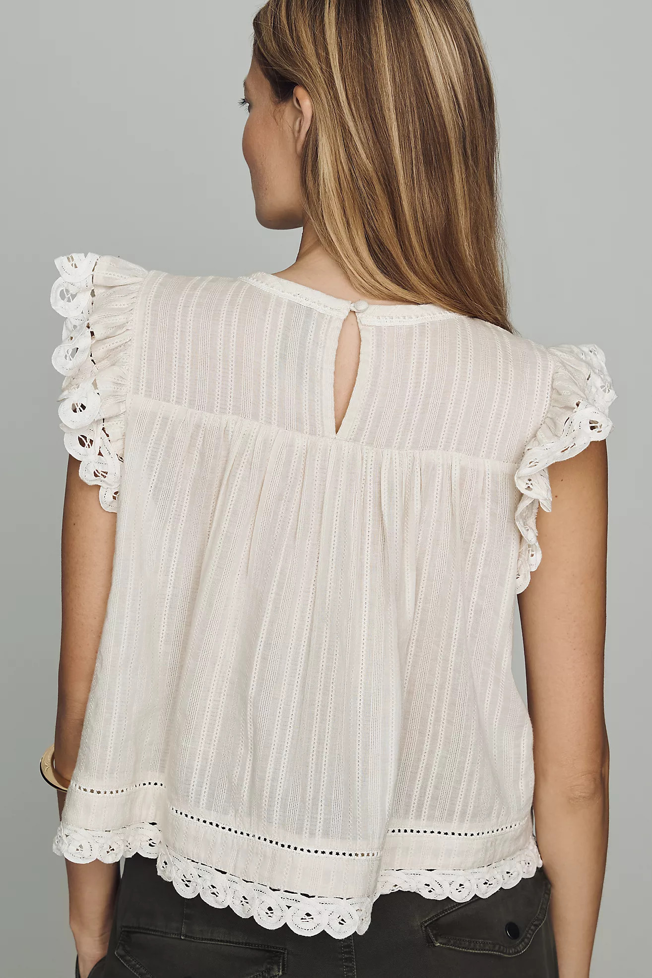 By Anthropologie Lace Flutter Top | Anthropologie (US)