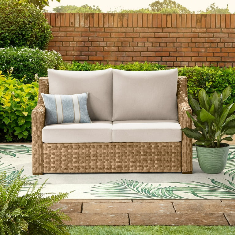 Better Homes & Gardens River Oaks Outdoor Loveseat with Patio Cover, Beige | Walmart (US)