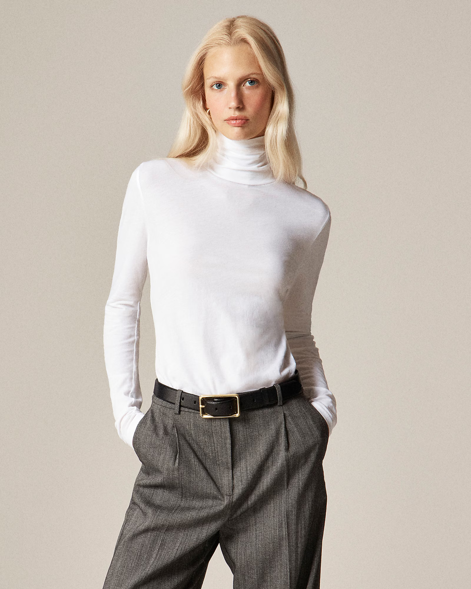 Feather jersey turtleneck | J. Crew US