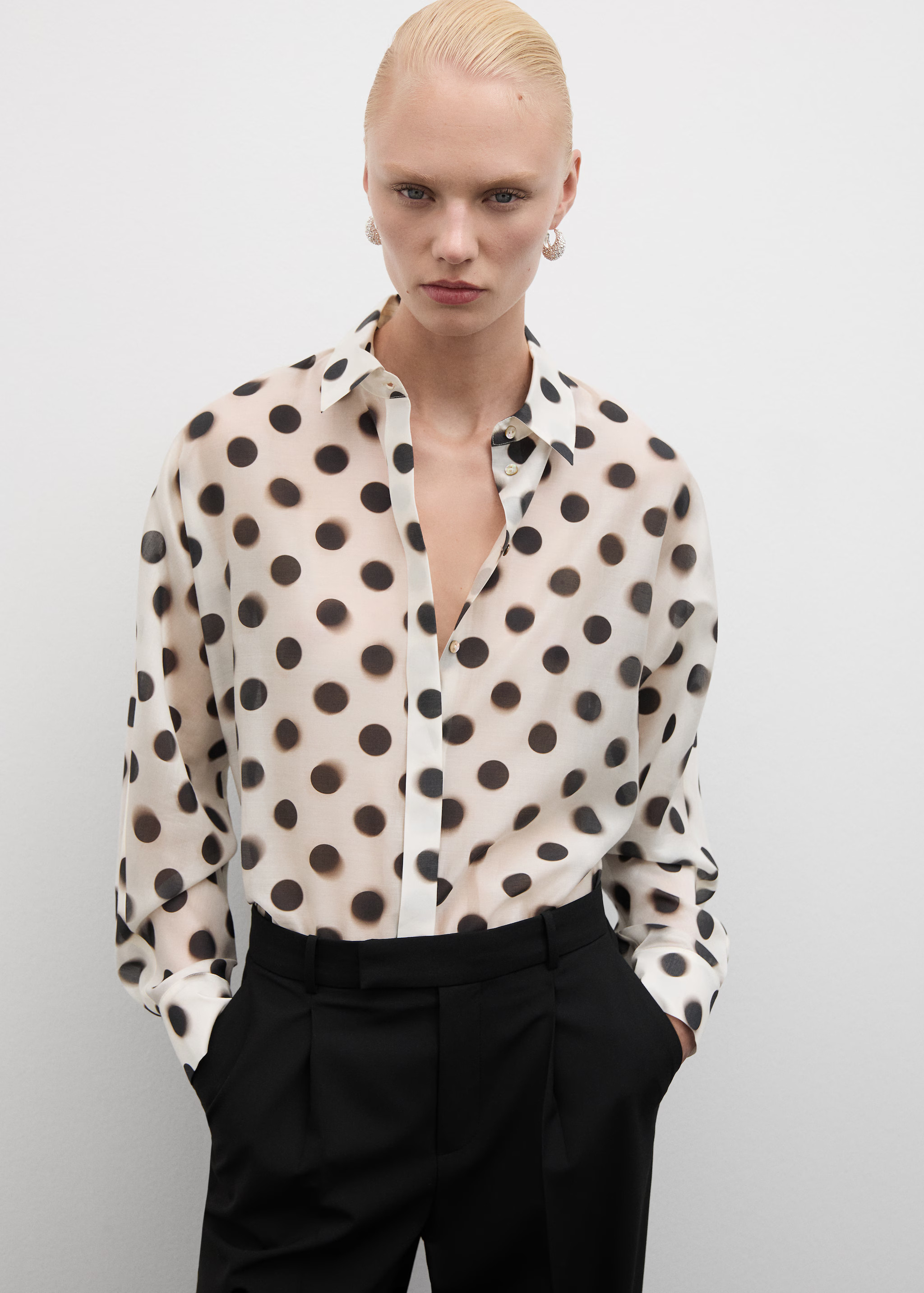 Polka-dot lyocell shirt - Women | MANGO USA | Mango (US/MX/AU)