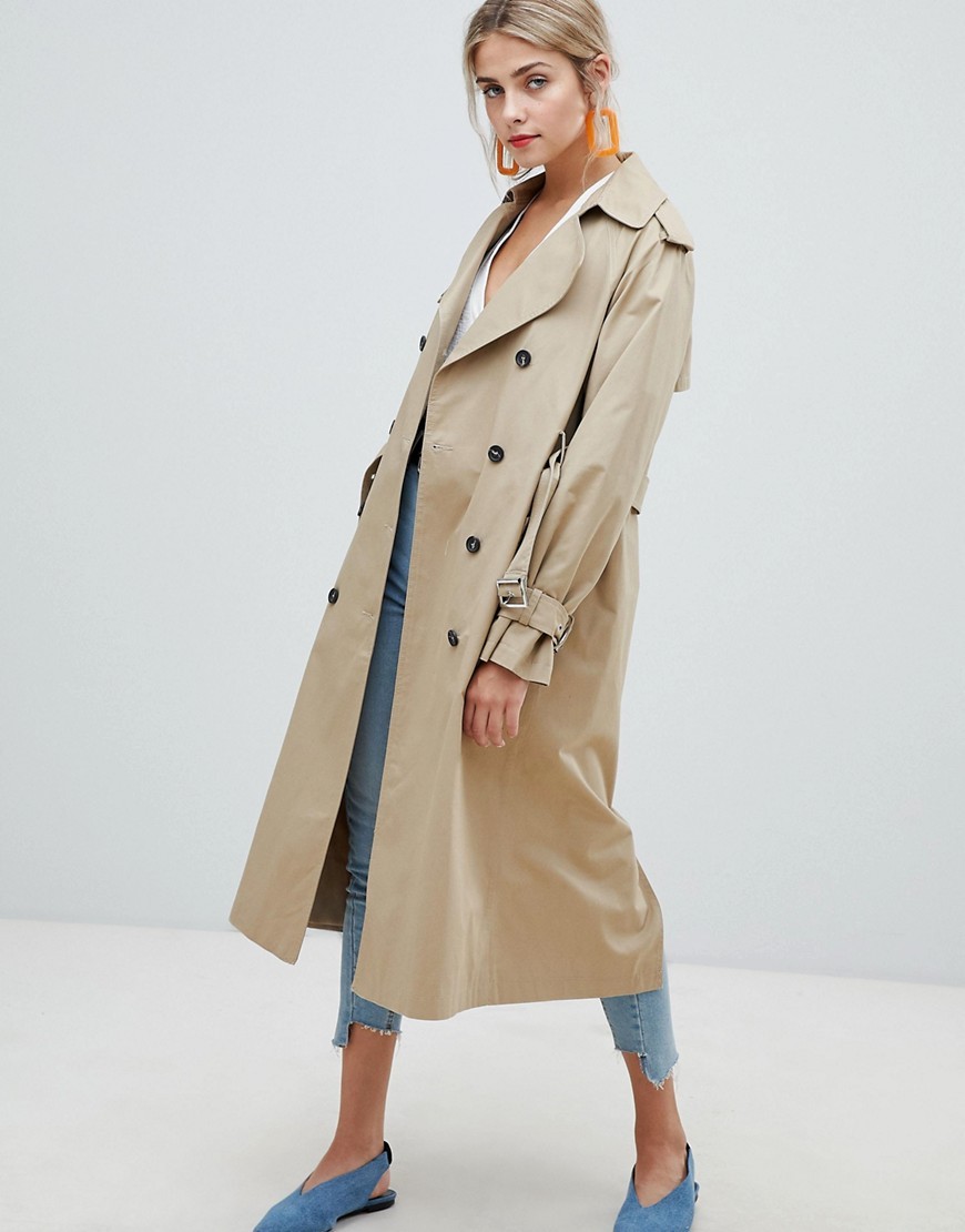 New Look Oversized Trench Trench Coat - Stone | ASOS US