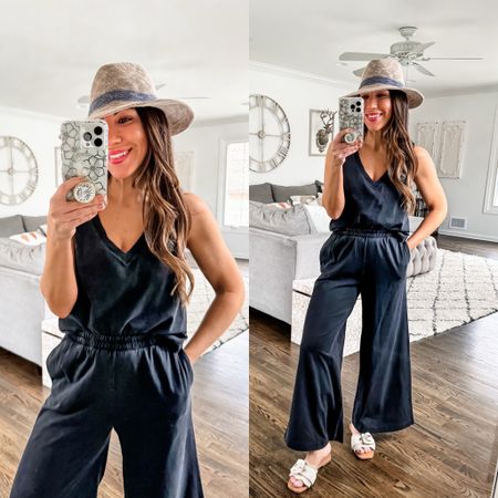 Social threads code: Tammy10. Small in all. Matching set. Travel outfit. Wide leg pants. V neck tank. Z supply, zsupply 

#LTKfindsunder100 #LTKsalealert #LTKover40