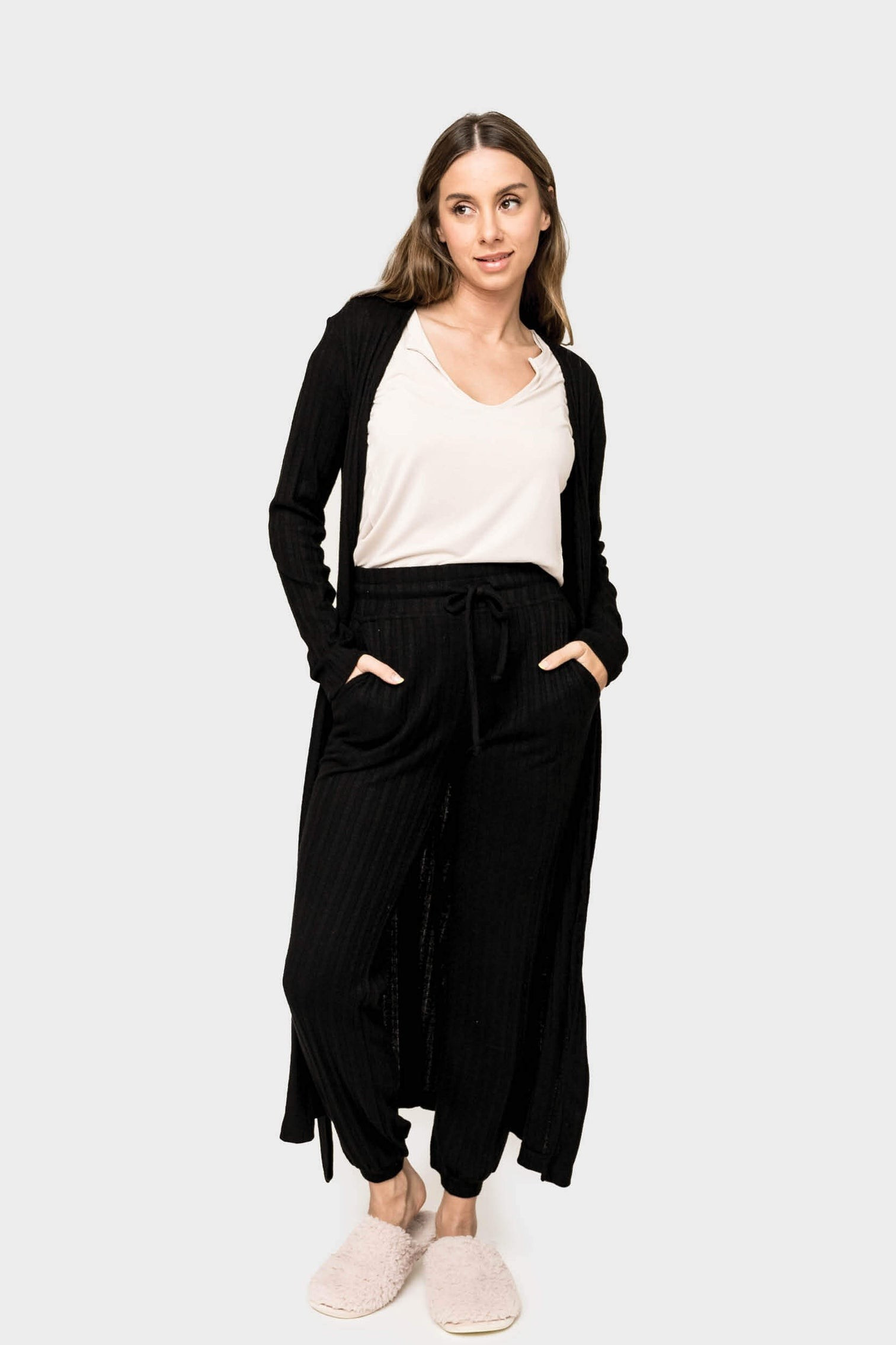 Luxe Pointelle Knit Belted Duster | Gibson