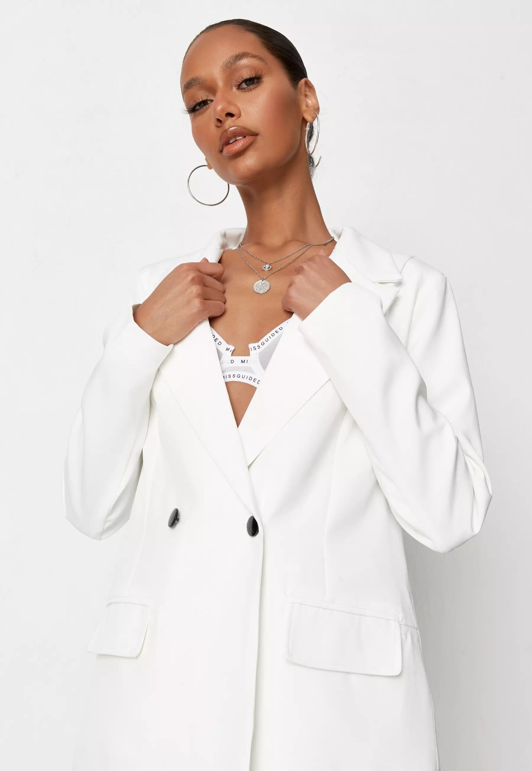 Tall White Longline Tailored Blazer | Missguided (US & CA)