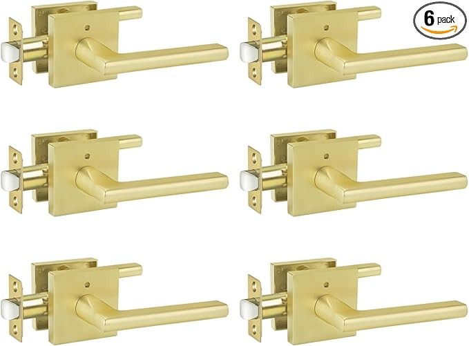 goldenwarm Gold Door Handle Interior, Brushed Gold Privacy Lever Door Handle, Heavy Duty Interior... | Amazon (US)