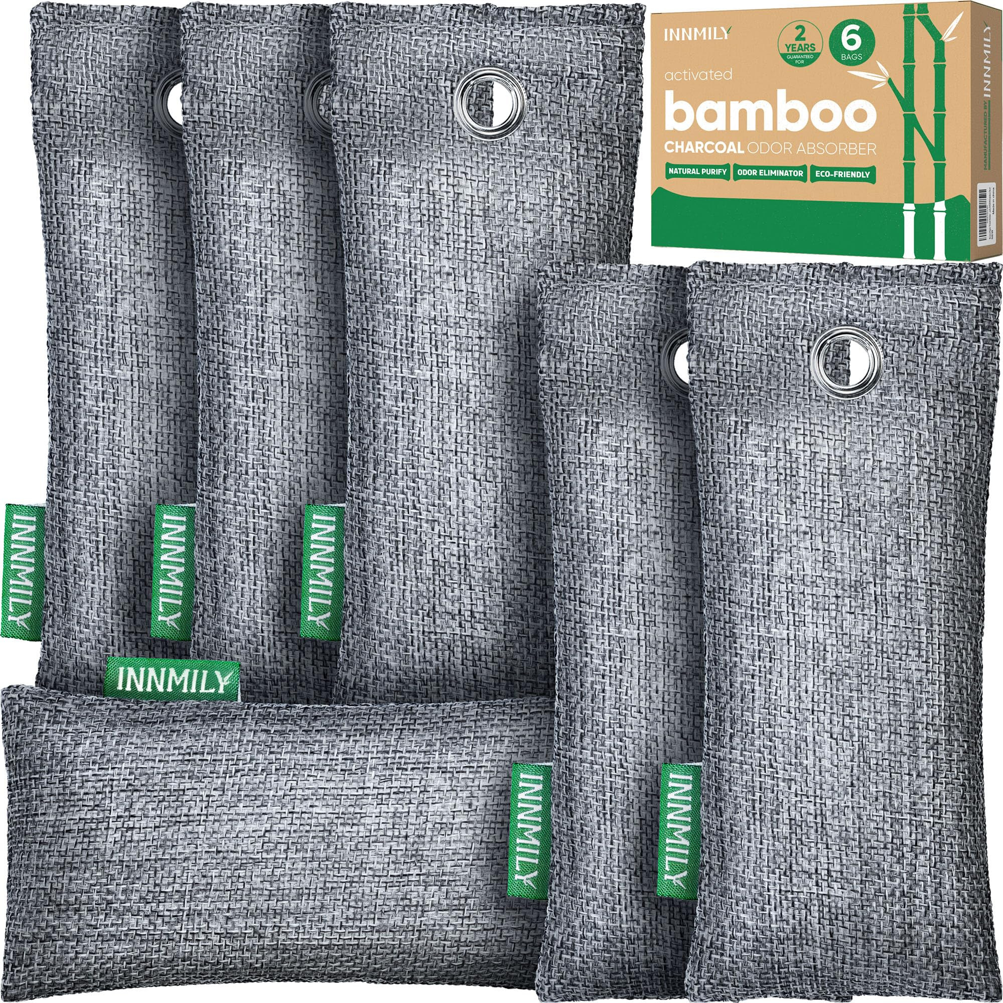 Activated Charcoal Odor Absorber, 6 Pack Natural Shoe Odor Eliminator, Bamboo Charcoal Air Purify... | Amazon (US)