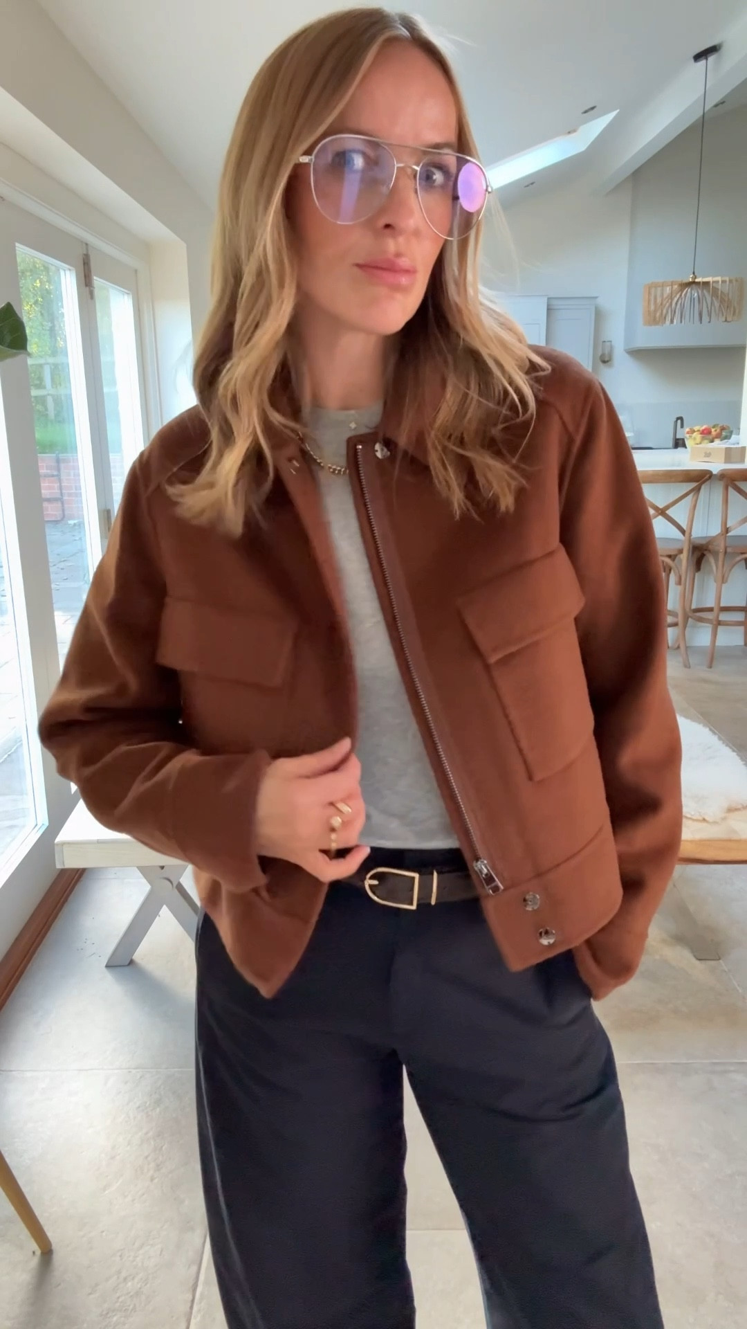 Build an outfit with me … 
Using that ultra soft cashmere blend thermal - no available in this grey marl shade. The dream to wear. 
Styled with a pair of structured jersey barrel trousers in navy - I’m wearing the large , regular length and have them turned up once at the hem . 
Jacket layer is a double cloth unlined fabric in a lovely toffee shade - it’s a great shape as easy modern layer for most. Wearing a U.K. 14 

Belt is m/L 
Best quality for price in high street. 

Shoes are true to size and very comfortable and sturdy . 

#LTKautumn #LTKworkwear #LTKuk