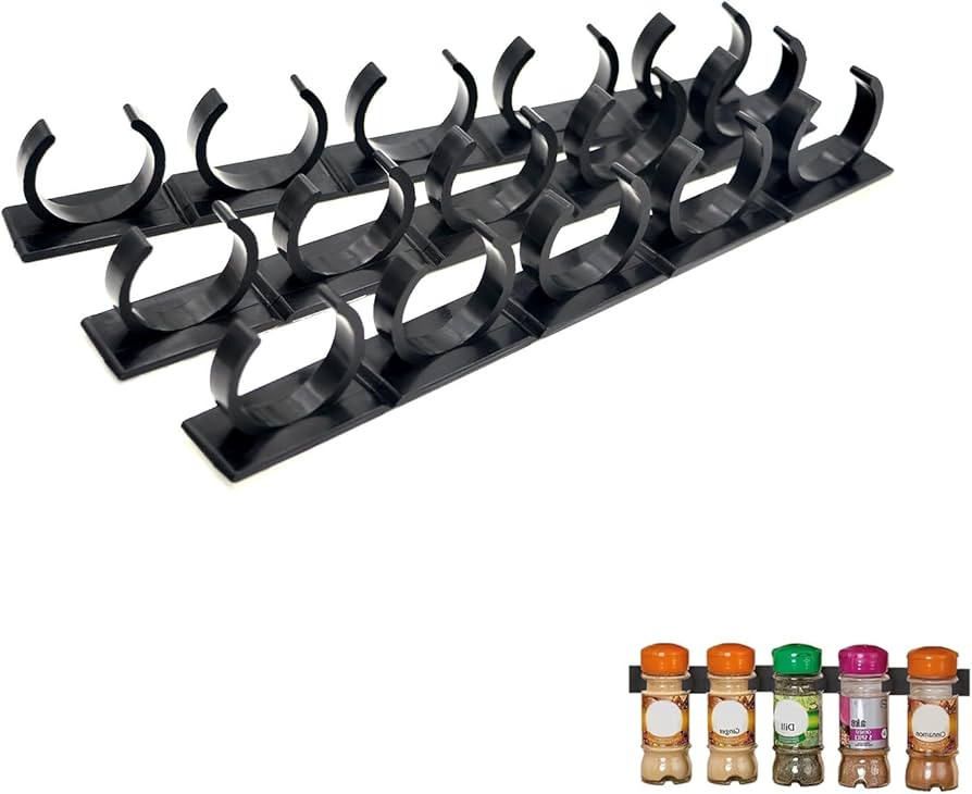 Adhesive Spice Clips 3-Pack, Heavy-Duty Spice Organizer for Cabinet Doors, Pantry & RV, Space-Sav... | Amazon (US)