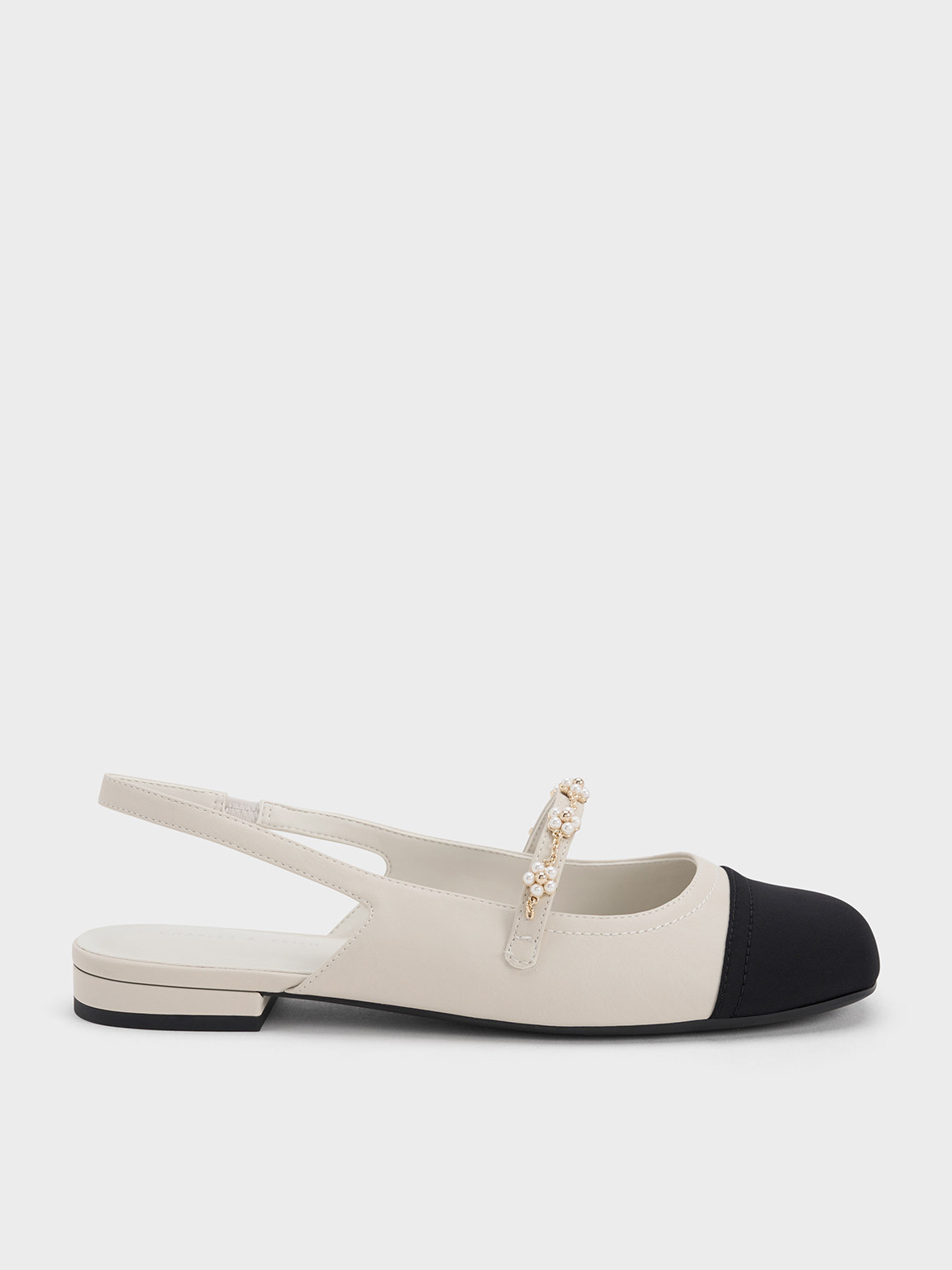 Beaded Flower Slingback Flats
 - Chalk | Charles & Keith UK