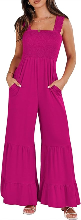 ANRABESS Jumpsuits for Women Summer Casual Sleeveless Rompers Loose High Waist Wide Leg Jumpers w... | Amazon (US)