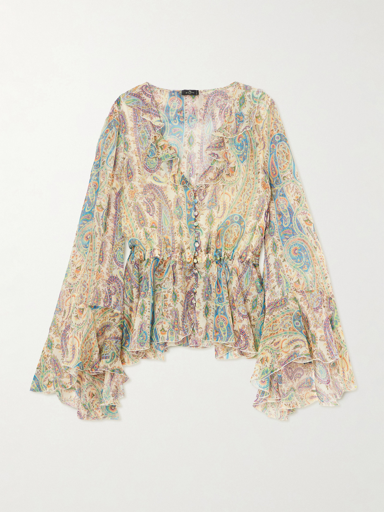 Etro - Ruffled Paisley-print Silk-chiffon Peplum Blouse - Multi | NET-A-PORTER (US)