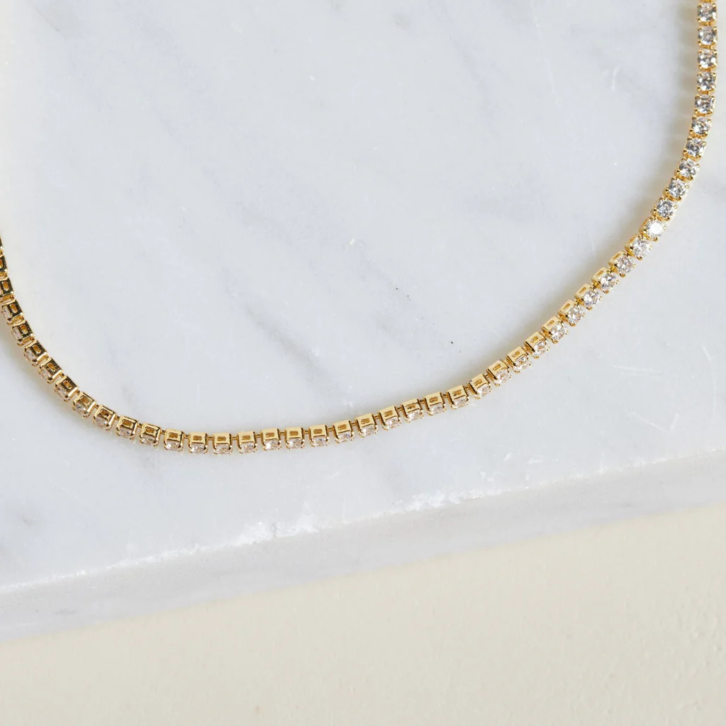 Gold Tennis Necklace | Nickel and Suede