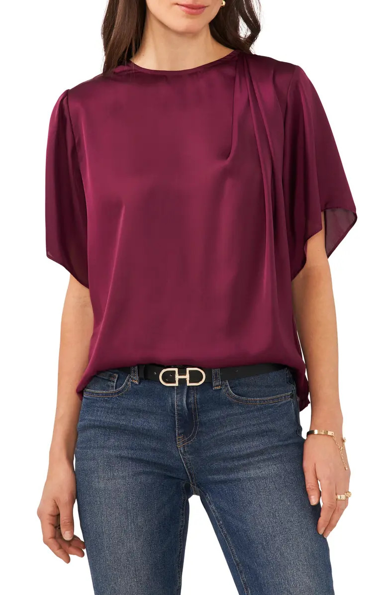 Flutter Sleeve Hammered Satin Blouse | Nordstrom
