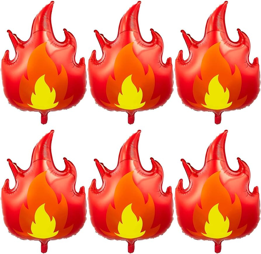 6 Pcs Fire Truck Birthday Party Supplies 32 Inch Fire Flame Balloons Large Firefighter Aluminum F... | Amazon (US)