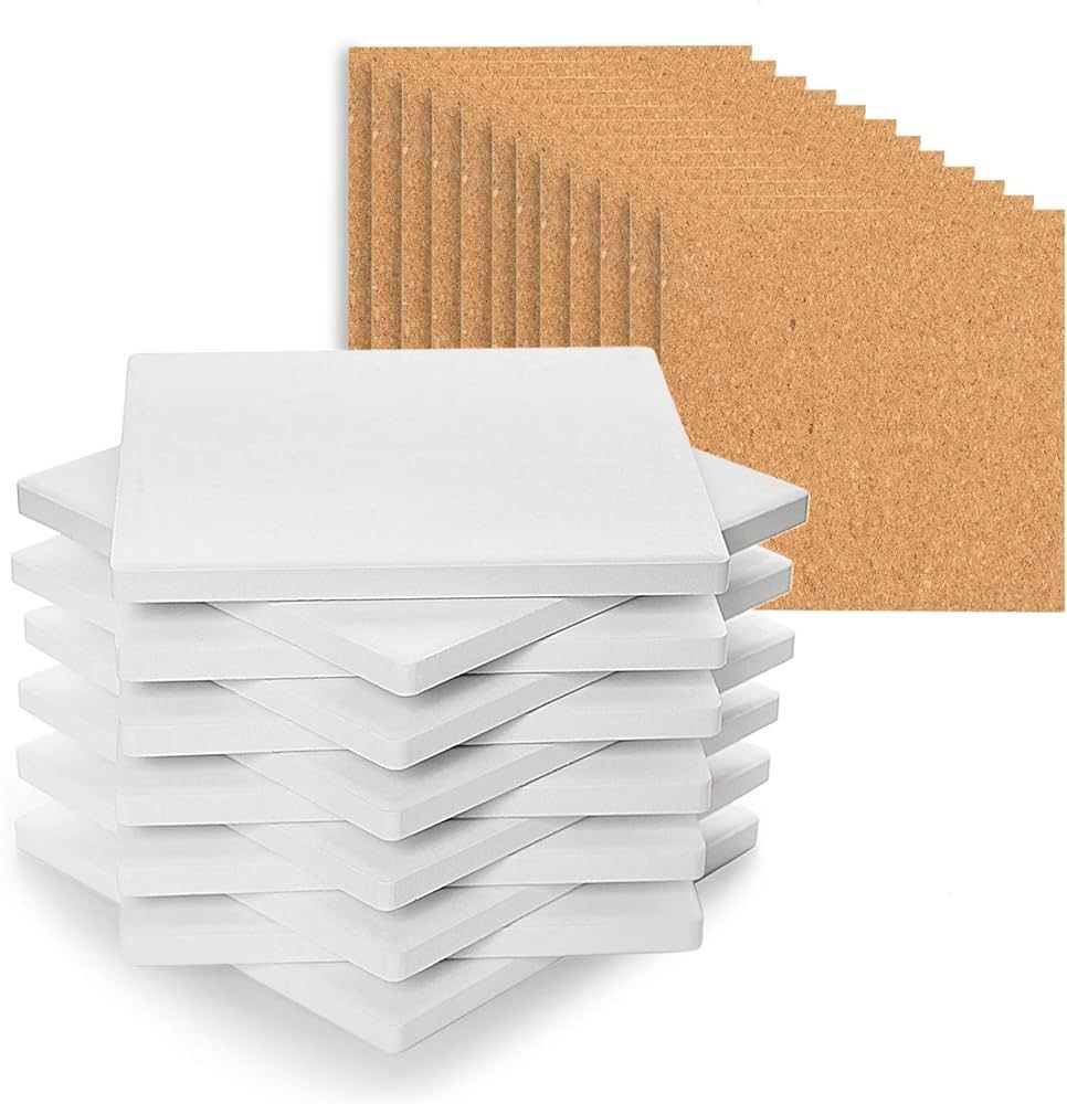 COYMOS Ceramic Tiles for Crafts Coasters, 12Pcs Blank Coasters Unglazed Ceramic White Tiles for P... | Amazon (US)