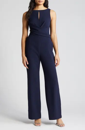 Cross Front Keyhole Wide Leg Crepe Jumpsuit | Nordstrom