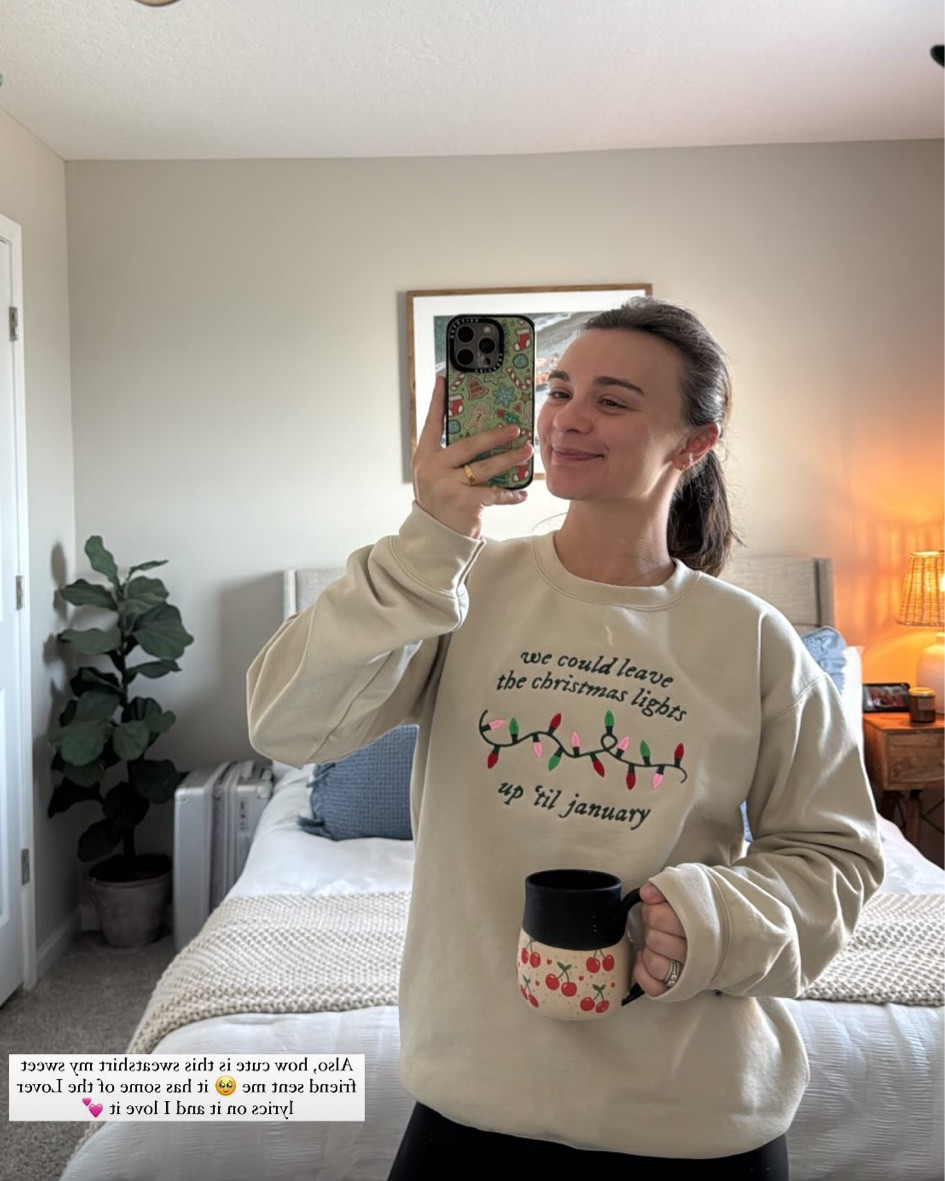 Etsy TS inspired sweatshirt, currently 35% off right now! I’m in a small, I will say they fit slightly oversized, I’m 5’1 and 115 lbs for reference #taylorswift #fallsweatshirt #taylorswiftmerch #christmassweater 

#LTKGiftGuide #LTKHoliday #LTKSeasonal