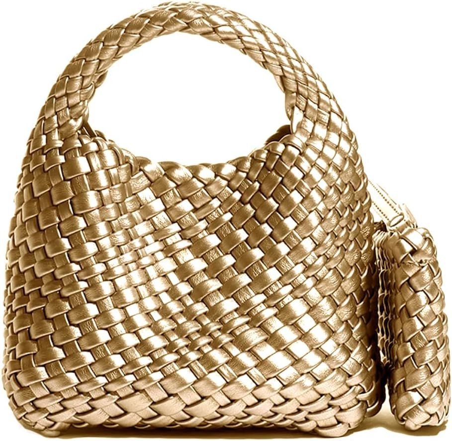 JINMANXUE Fashion Handbag For Women, Woven Tote Bag Bucket Composite Bag Knitting Chain Bag, Cros... | Amazon (US)