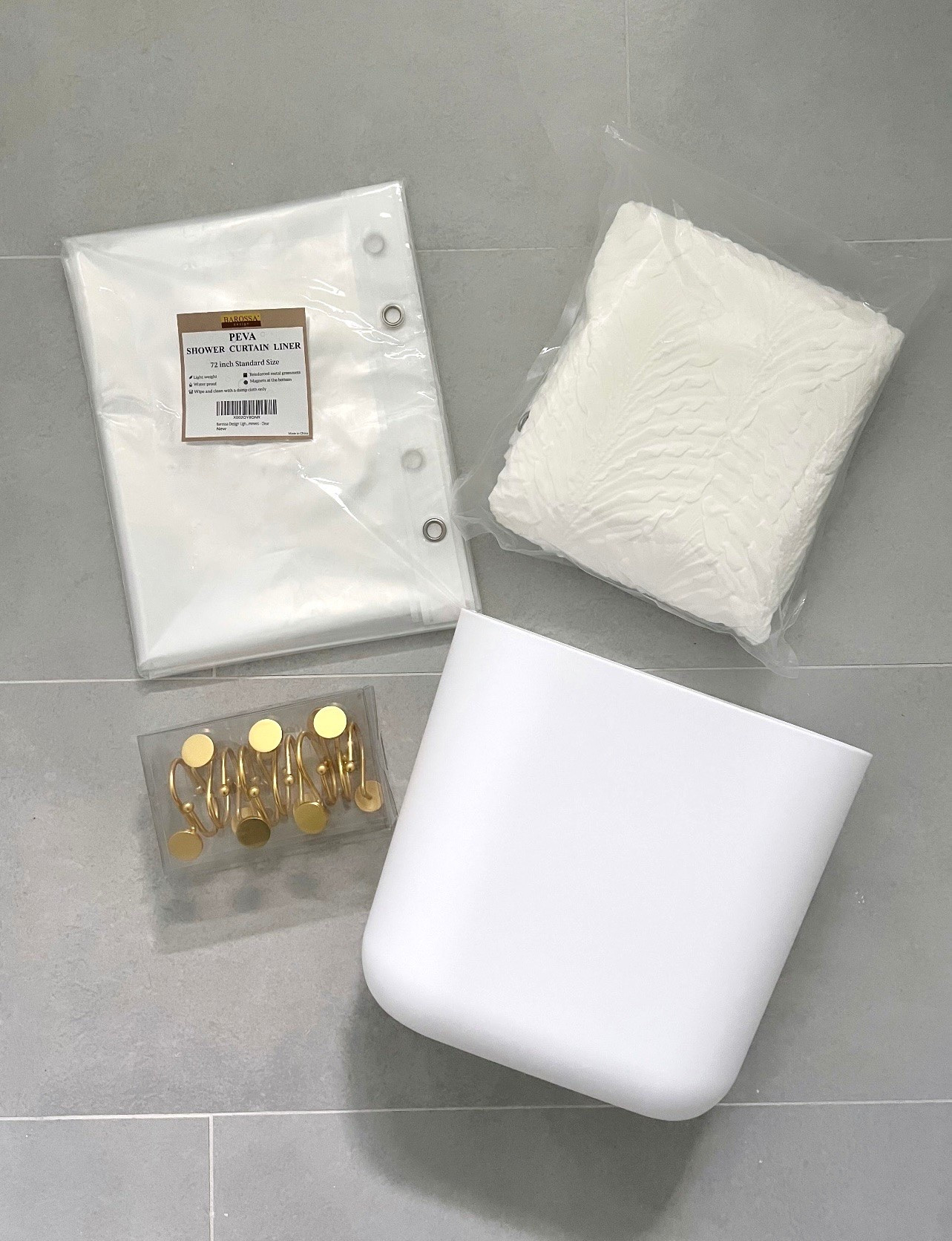 Our guest bathroom remodel is in its final stages. Putting the finishing touches on the shower today. Easy, simple, clean and bright!

I love the texture on the shower curtain.

Looking forward to sharing the final reveal when completed!

#LTKSeasonal #LTKHome #LTKstorytime