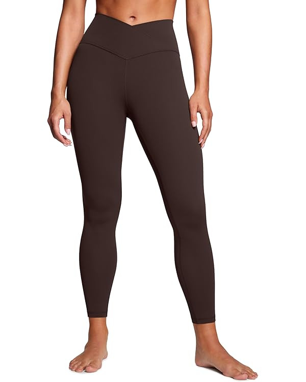 CRZ YOGA Womens Butterluxe Cross Waist Workout Leggings 25" - V Crossover High Waisted Gym Yoga L... | Amazon (US)