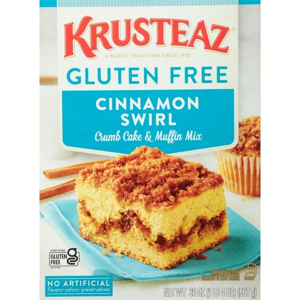Krusteaz Gluten Free Cinnamon Swirl Crumb Cake & Muffin Mix, 20 oz Box - Walmart.com | Walmart (US)
