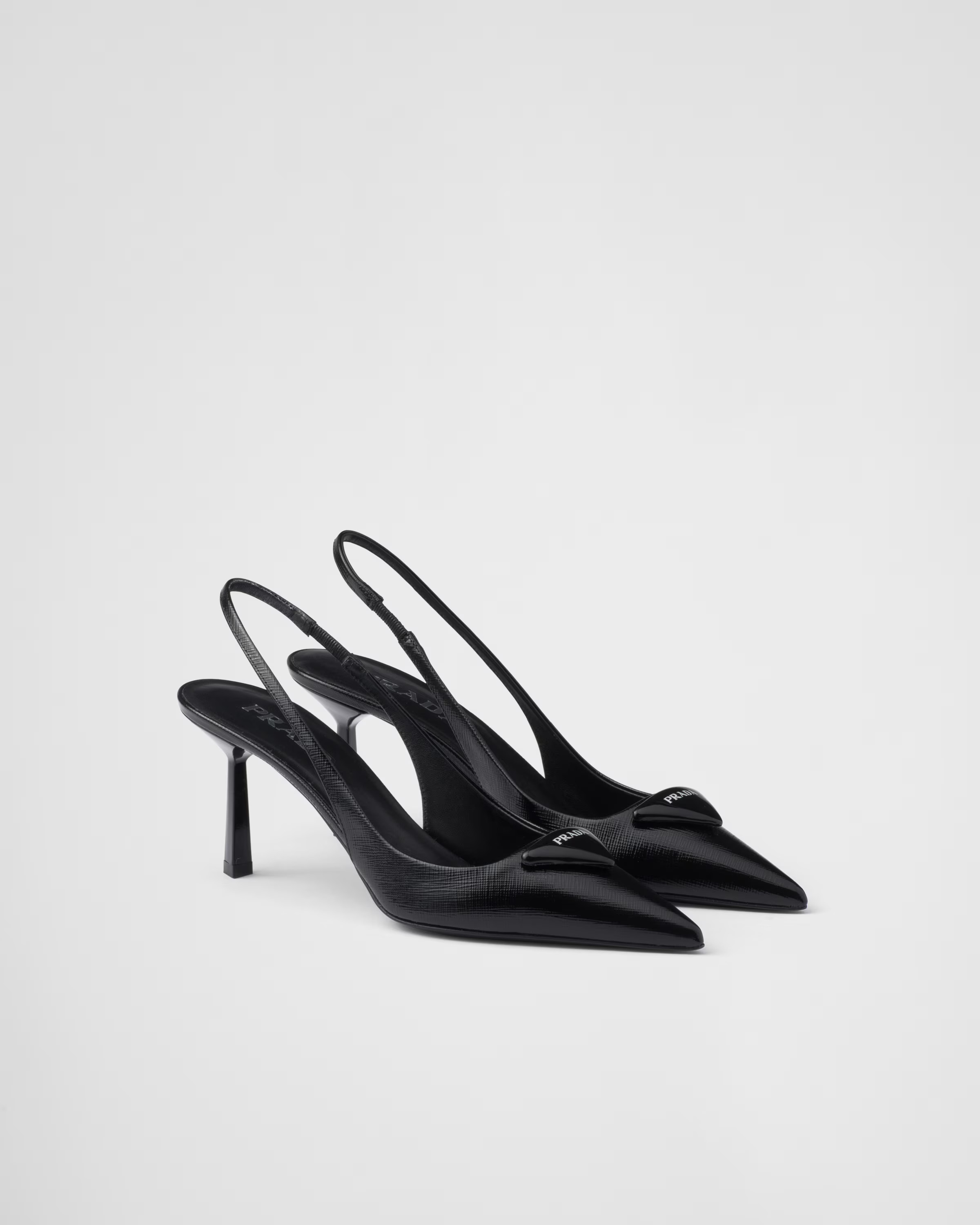 Saffiano patent leather slingback pumps | Prada US