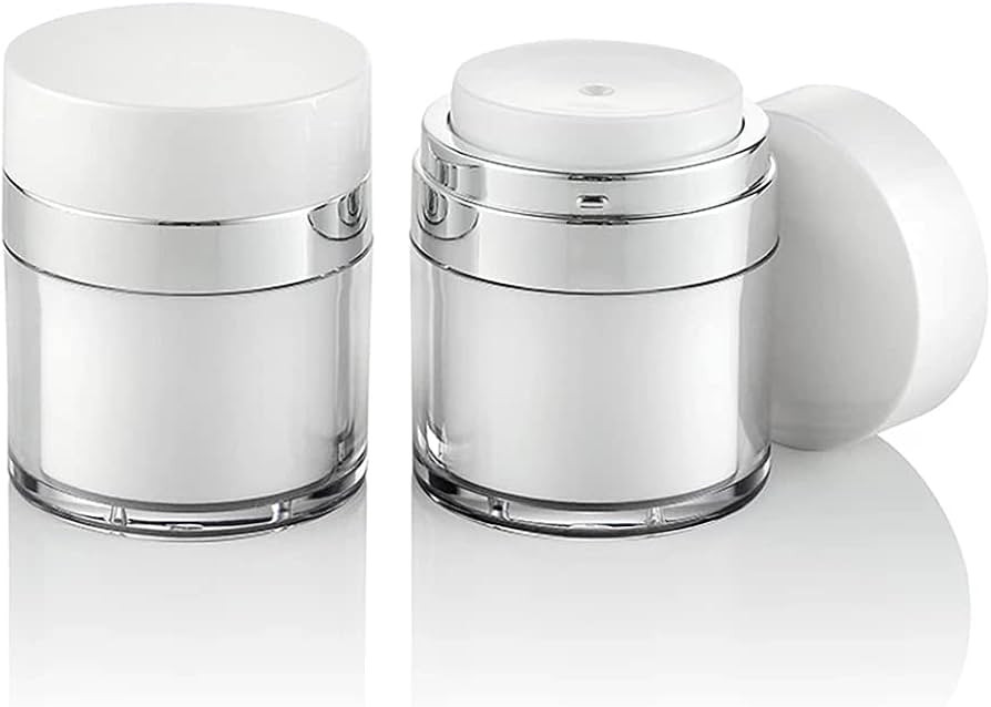 Furnido 2 Pack 1.7 oz Refillable Airless Pump Jars With Lid, Empty Acrylic Makeup Cosmetic Contai... | Amazon (US)
