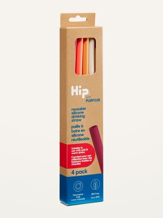 Hip&amp;#174; Reusable Silicone Drinking Straws 4-Pack | Old Navy (CA)