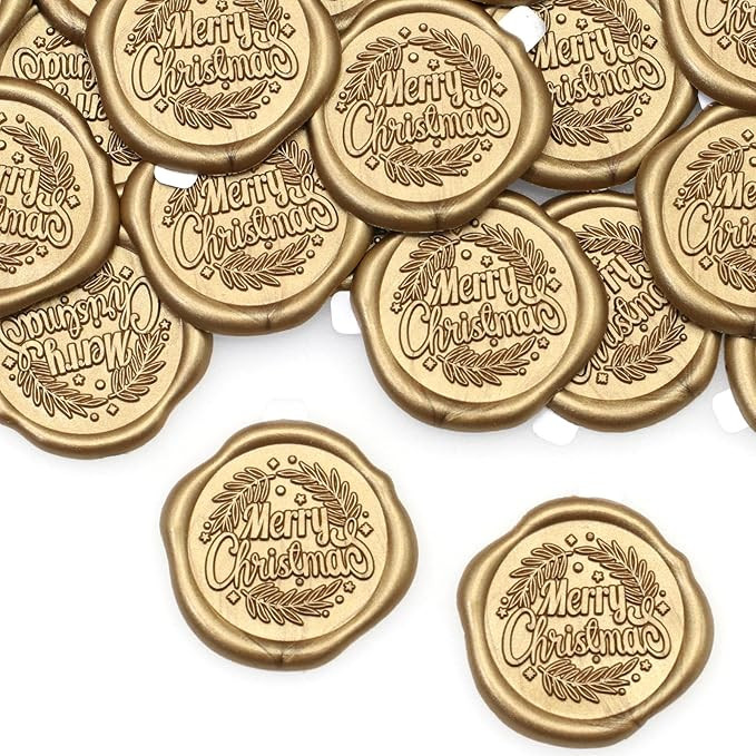 Christmas Wax Seal Stickers 50pcs, Vintage Gold Christmas Blessing Holiday Stickers, Andotopee 1.... | Amazon (US)