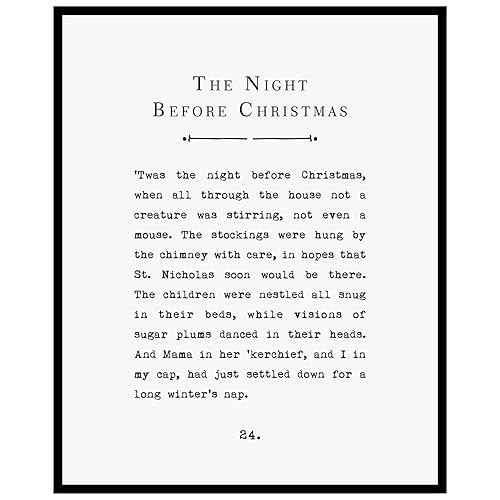 The Night Before Christmas Wall Art Vintage Book Page Wall Decor Christmas Wall Art Holiday Sign ... | Amazon (US)