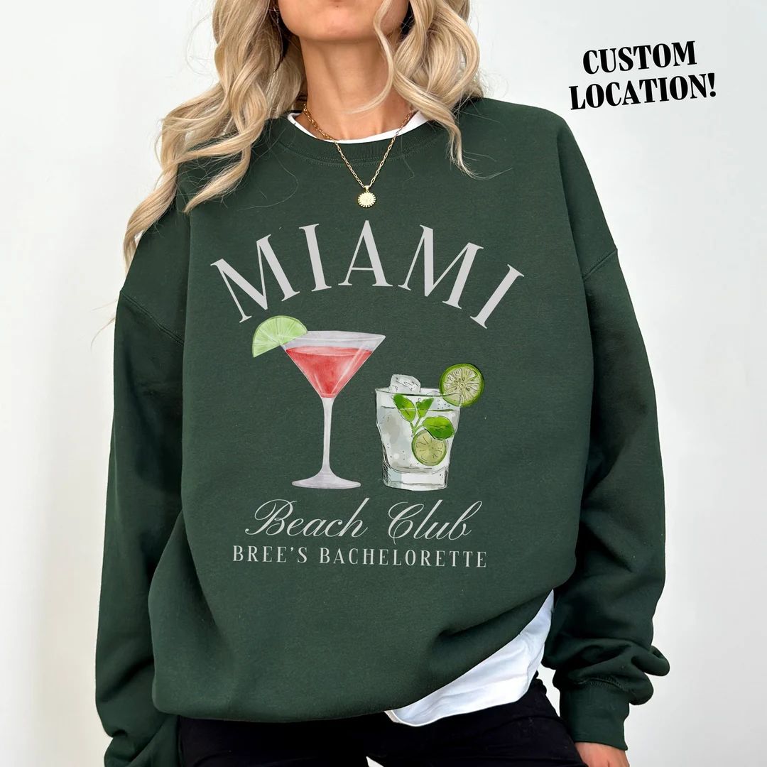 Miami Bachelorette Sweatshirts Custom Beach Bachelorette Party Shirts Seaside Bachelorette Last S... | Etsy (US)
