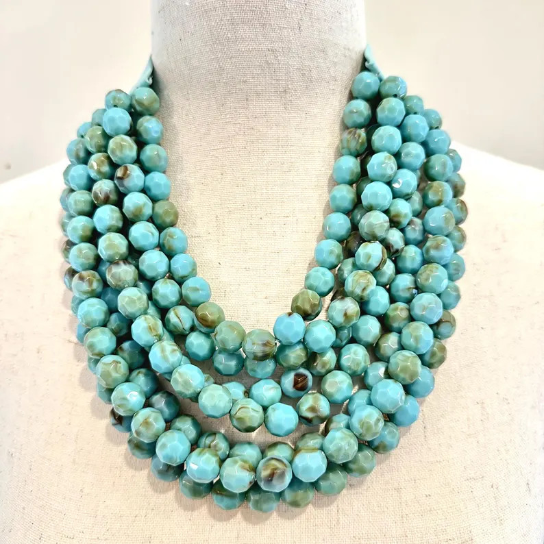 Variety Color Acrylic Gems Magnetic Statement Necklace, Layered Multi Beaded Chunky Necklace, Mot... | Etsy (US)